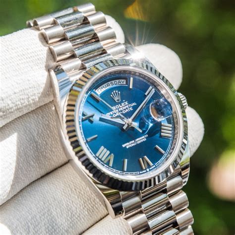 rolex 40 mm white gold daydate blue di|Rolex Day-Date 40 presidential.